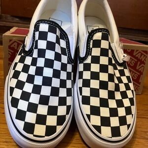 Vans Black and White Checkerboard Slip-Ons